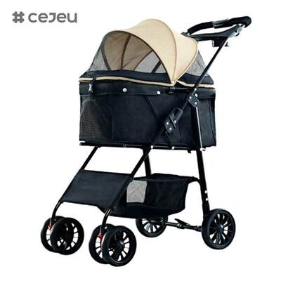CJ-CS-102 卸売 豪華 4 輪 折りたたみ 猫 ストローラー 洗える 猫 バッグ 簡単に 組み立てられる ペット トロッリー