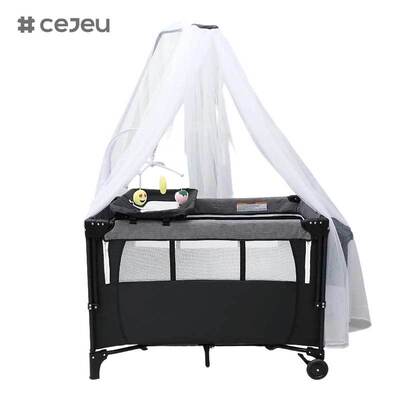 CJ-DM-YC-501 折りたたみ式ベビープレイベッド ベビーベッド 連結式大型ベッド ポータブル 移動式 ロッキングベッド 新生児用