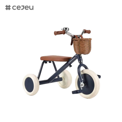 CJ-T-212 三輪車 織りなされたラタン大バスケット 超強い負荷容量を持つ高炭素鋼枠