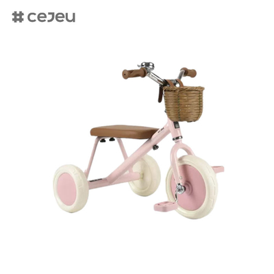 CJ-T-212 三輪車 織りなされたラタン大バスケット 超強い負荷容量を持つ高炭素鋼枠