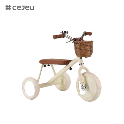 CJ-T-212 三輪車 織りなされたラタン大バスケット 超強い負荷容量を持つ高炭素鋼枠
