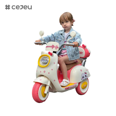 CJ-BBF-318 電動バイク,コーヒーピンクホワイト.6V4*1/380*1/ワンクリックスタート/音楽/ストーリー 幼年期/LED