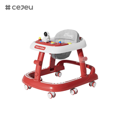 CJ-5688 ベビーウォーカー 音楽7 高度調整器 サイレントホイール*6 クッション: リネン 1クリック折りたたみ 赤緑 黒