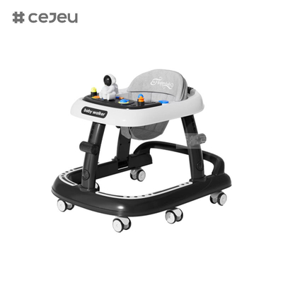 CJ-5688 ベビーウォーカー 音楽7 高度調整器 サイレントホイール*6 クッション: リネン 1クリック折りたたみ 赤緑 黒