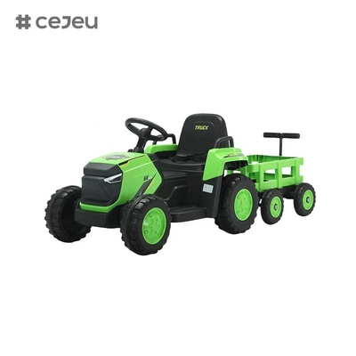 CJ-DLS-X18 子供用電動トラクター 玩具車 ツインモーター 12v バッテリー電動 プラスチック製 楽曲付きLEDライトの玩具車に乗る