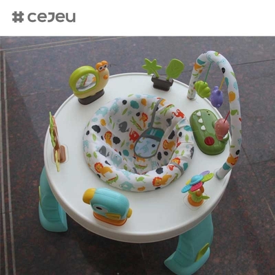 CJ-XTD-901 3イン1 多機能児童活動テーブル ベビーウォーカーと興味深いビルディングブロックセット プラスチックフレーム