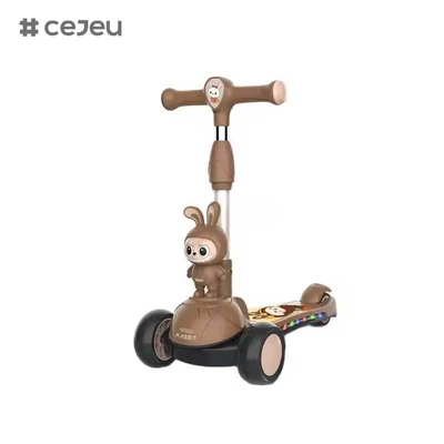 CJ-HLW-209、Labubu 折りたたみ式子供用スクーター 3～12歳向け 幅広幼児用フラッシュホイールスクーターメーカーの新しい漫画Labubuスタイルの子供用スクーター、ライト付き、伸縮可能、折りたたみ式プラスチック