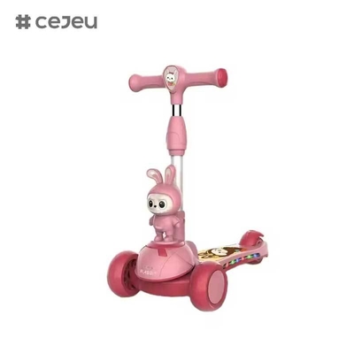 CJ-HLW-209、Labubu 折りたたみ式子供用スクーター 3～12歳向け 幅広幼児用フラッシュホイールスクーターメーカーの新しい漫画Labubuスタイルの子供用スクーター、ライト付き、伸縮可能、折りたたみ式プラスチック