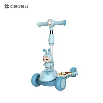 CJ-HLW-209、Labubu 折りたたみ式子供用スクーター 3～12歳向け 幅広幼児用フラッシュホイールスクーターメーカーの新しい漫画Labubuスタイルの子供用スクーター、ライト付き、伸縮可能、折りたたみ式プラスチック