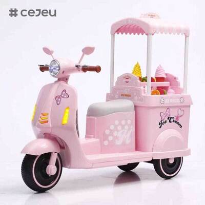 CJ-YT-368 プリンセス 電動 乗車 自動車 玩具 子供 3~7歳 バッテリー 音楽 ライト 子供 電動 アイスクリーム バイク