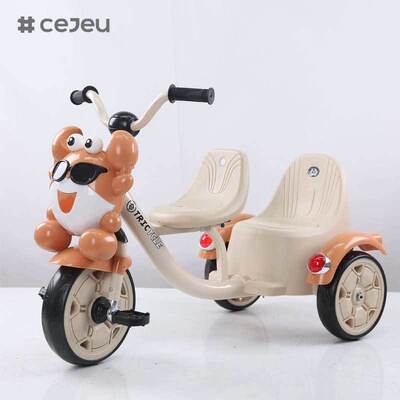 CJ-BDW-803-S Children's Double Tricycle For 2 To 4 Years Indoor Outdoor Use With Foam Wheels And Dual Seats