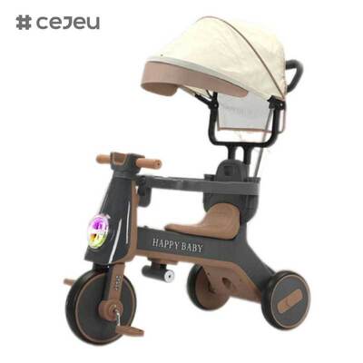 CJ-YT-668 ハイエンド ファッション 3輪ベビーストローラー 三輪車 屋根と日陰付き 子供のための音楽機能
