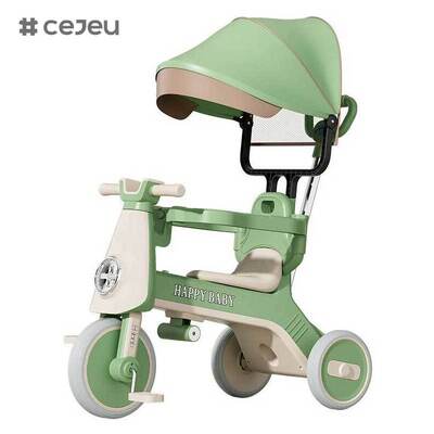 CJ-YT-668 ハイエンド ファッション 3輪ベビーストローラー 三輪車 屋根と日陰付き 子供のための音楽機能